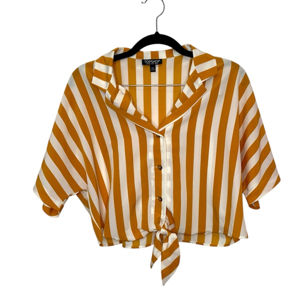 Boxy Cropped Striped Button Down - image 1